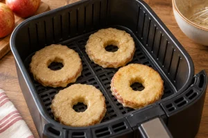 Apfelküchle liegen mit Abstand im Airfryer-Korb