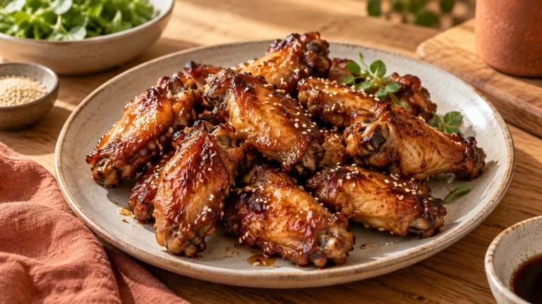 Glänzende Chicken Wings mit Honig-Sojasoße aus dem Airfryer
