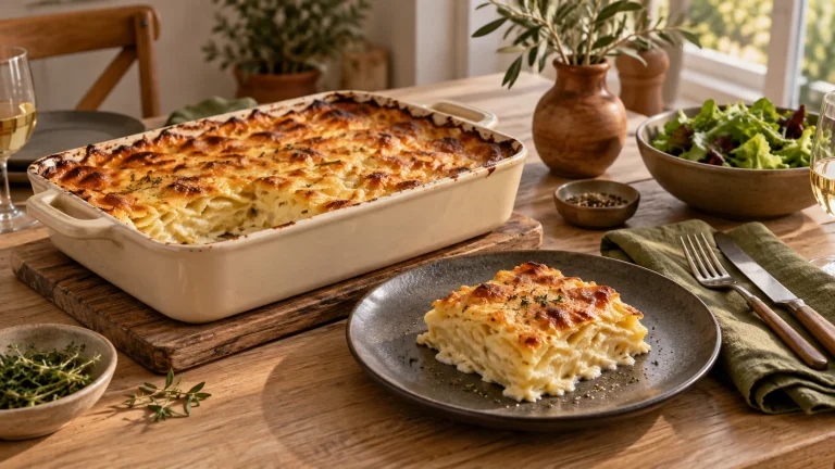 Kartoffelauflauf mit cremigen Schichten und goldbrauner Käsekruste