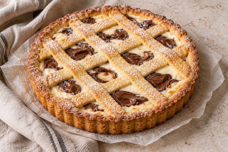 Goldbraune Crostata mit Mascarpone und Nutella