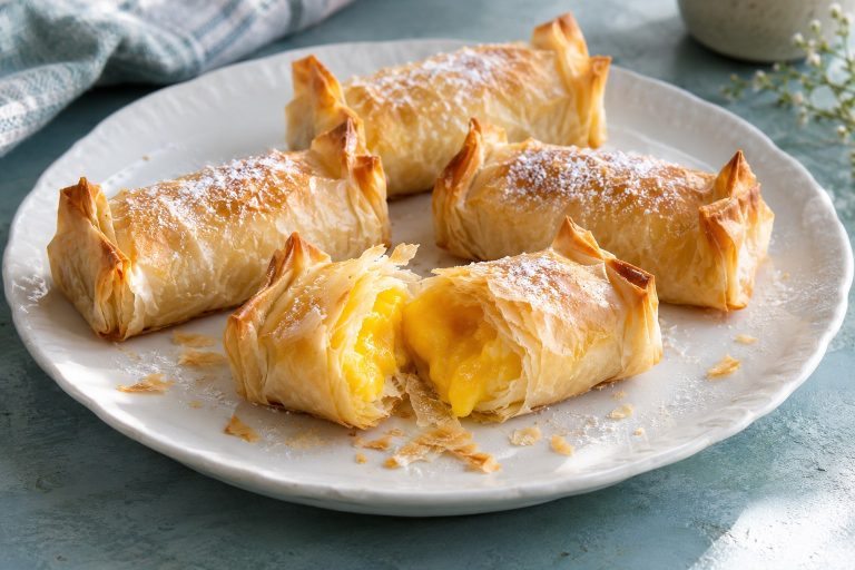 Knusprige Filoteig-Röllchen mit Eiercreme nach Art von Tentúgal